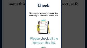 'Video thumbnail for "Check" meaning | "Check" in a Sentence | Most common words in English #shorts'