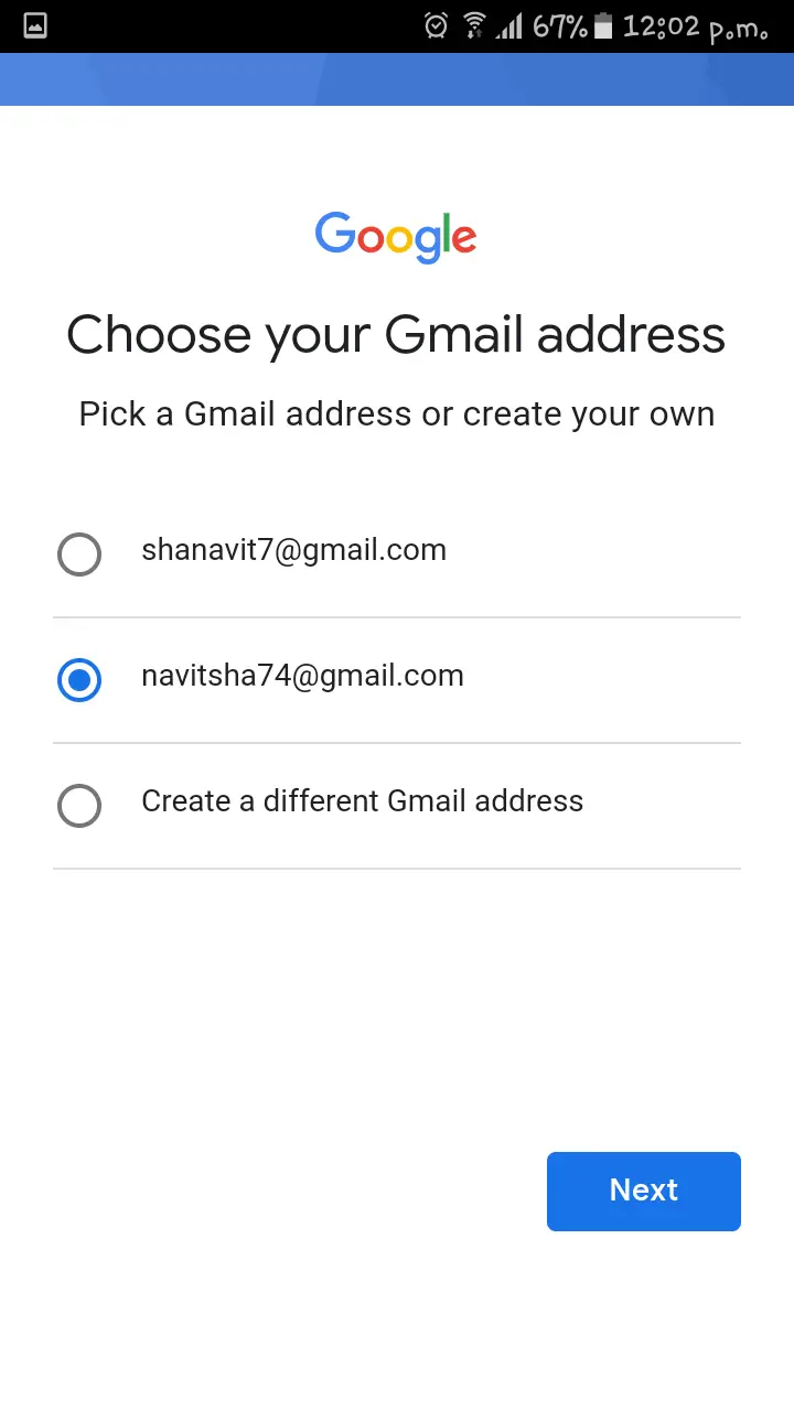 Choose you Gmail address|Gmail Account