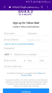 Sign up information|Yahoo Account