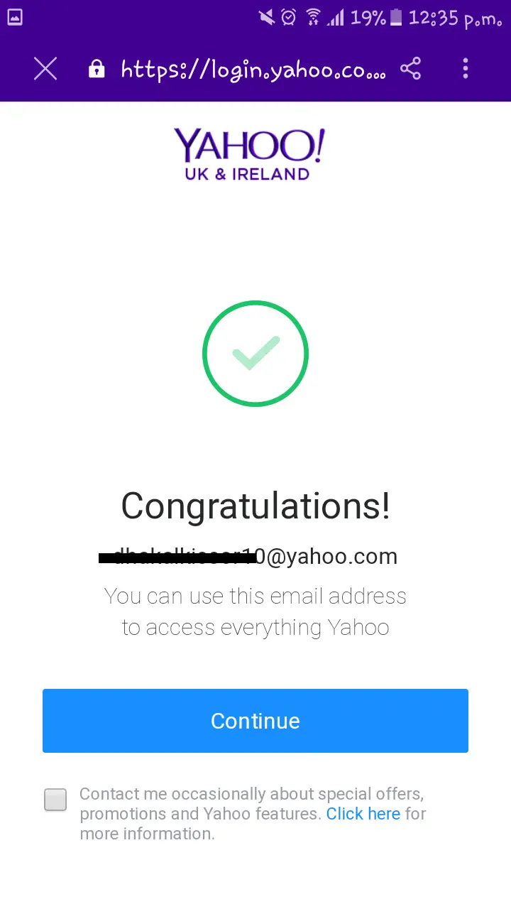 Sign up success|Yahoo Account