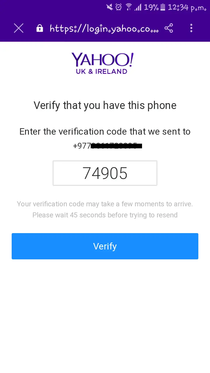 Enter verification code|Yahoo Account