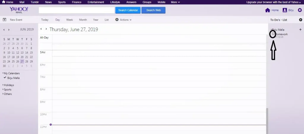 check to do in yahoo calendar|yahoo! services