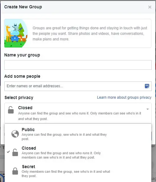 choose-group-privacy| create facebook group