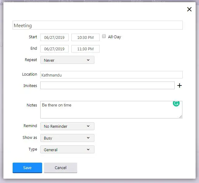 write new event in yahoo calendr |yahoo! services