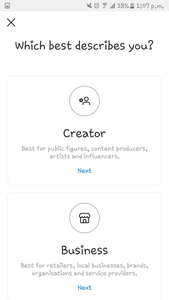 instagra business or creator account | create Instagram business account