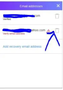 delete yahoo mail recovery account