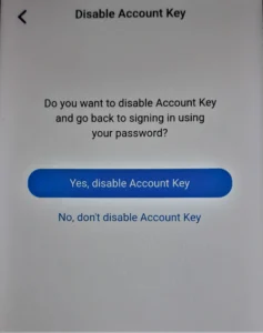 Disable account Key