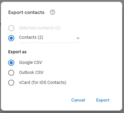 Export contact