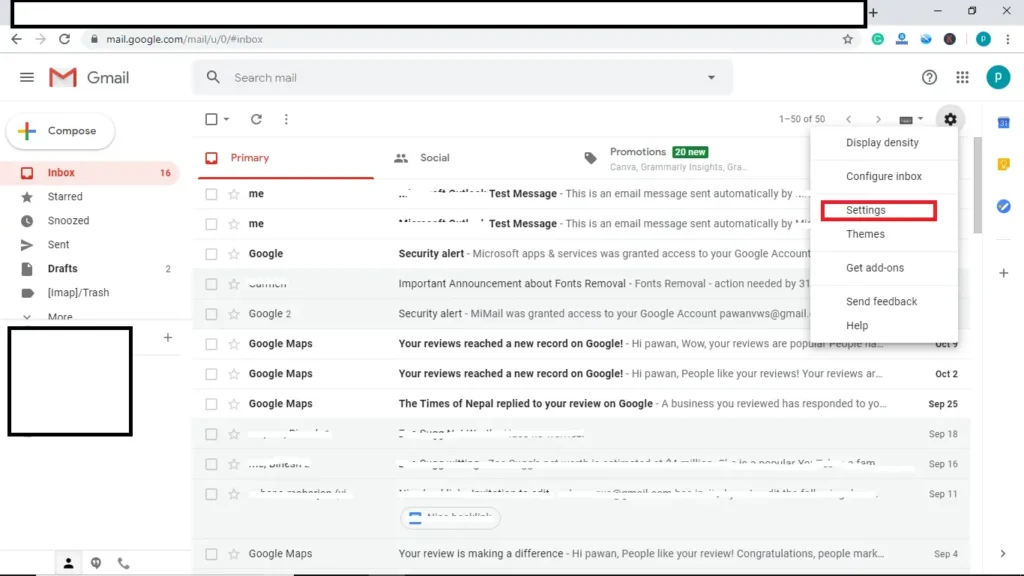 Setting - add Gmail signature