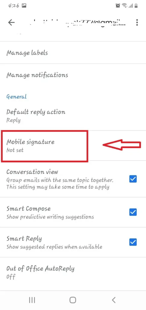 mobile signature in gmail on Android
