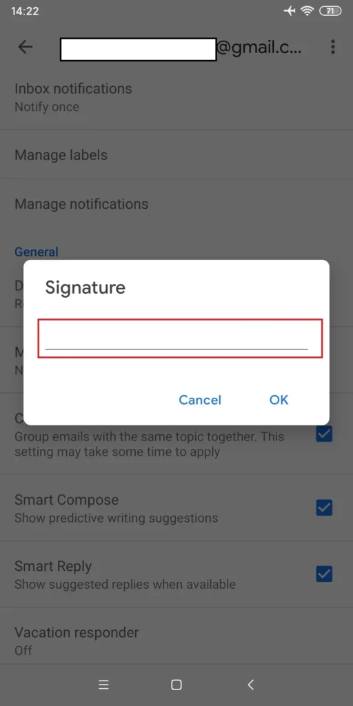 add signature - add Gmail Signature Android