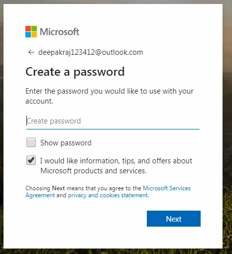 create a password