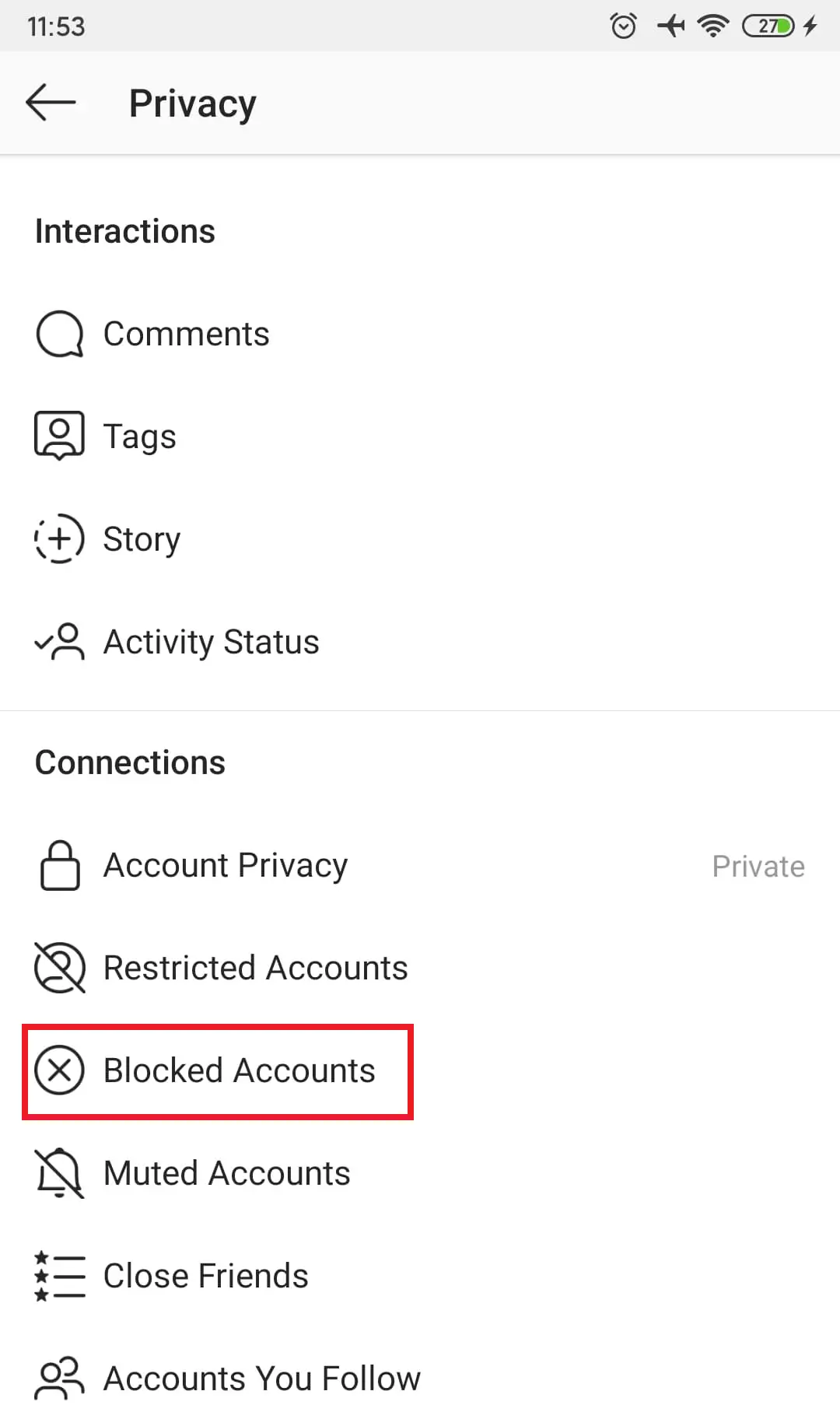 blocked account - unblock someone on instagram