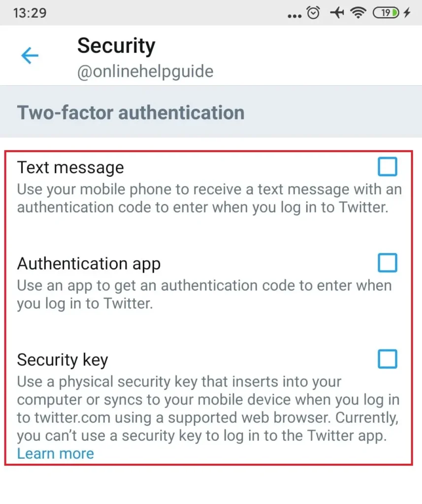 two factor authentication - Twitter