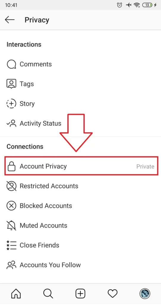 Account Privacy - set account private