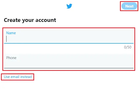 Create your account - setup