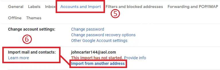 import aol emails to gmail