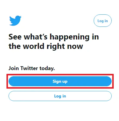 Sign up - create twitter account