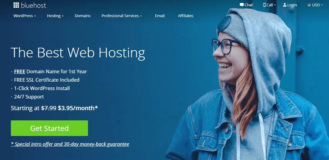 Bluehost webmail homepage