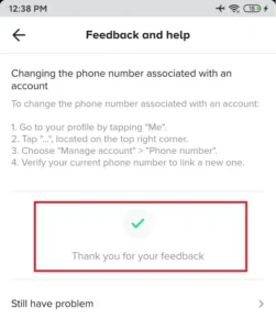 feedback submission | remove phone number on tiktok