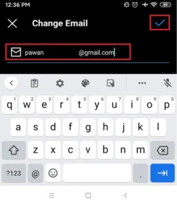 tick icon | remove the email address on instagram