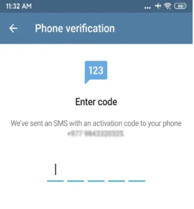 Create new account on Telegram | verification code