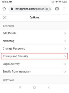 Privacy and Security on instagram