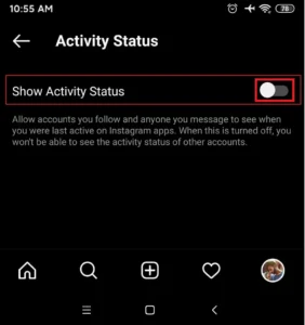 Unchecked activity status | hide last seen active status on Instagram