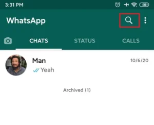 magnifying glass(Search) on whatsapp
