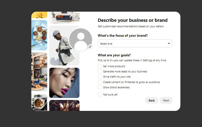 describing business or brand | Business Profile on Pinterest 