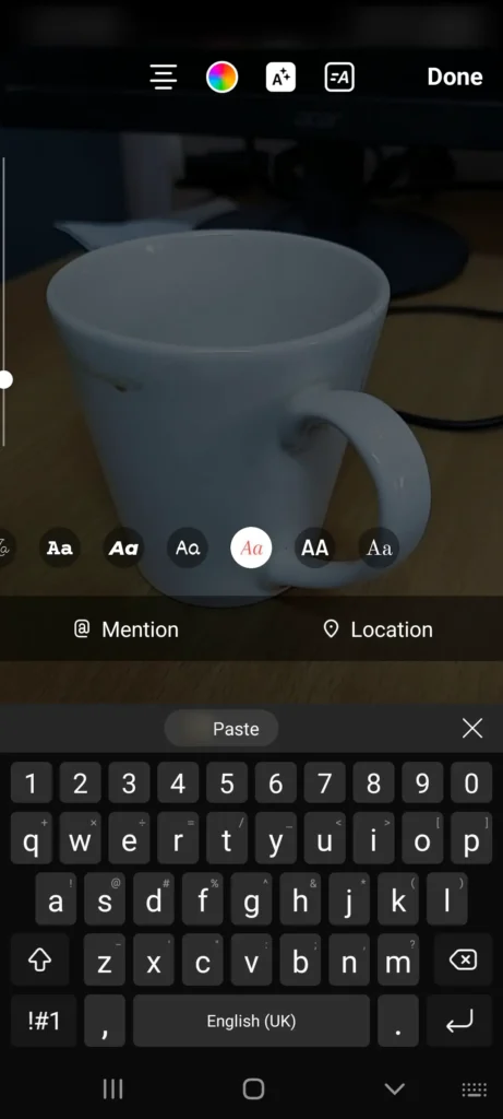 Step 1: Type A Text Object On Your Instagram Story