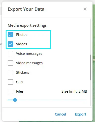 Now, click on the "Photos" and "Videos" option
