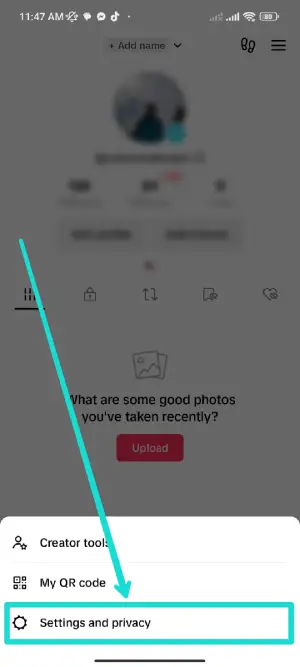 Select ‘Settings and Privacy -Disable Stitch Option On TikTok