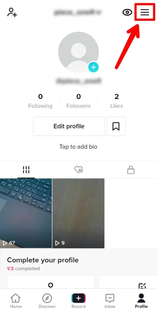 Tap on hamburger icon