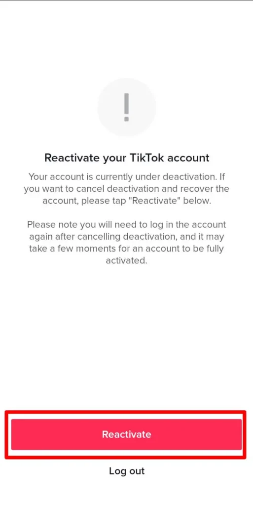 Cancel account deactivation