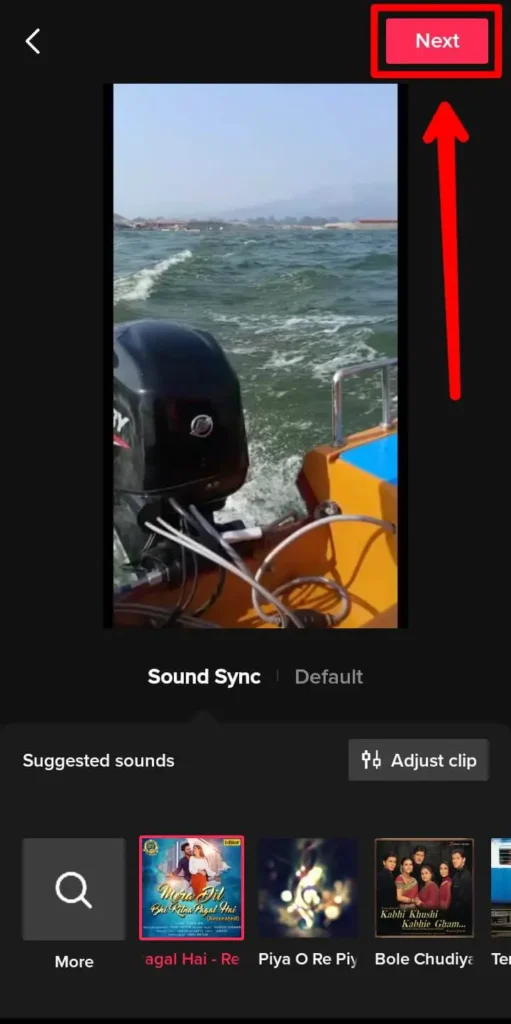 Tap on the next button