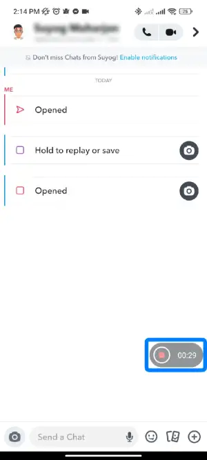 end the screen recording | Take A Screenshot On Snapchat