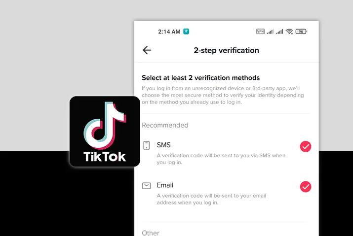 How to set up two step verification in Tiktok