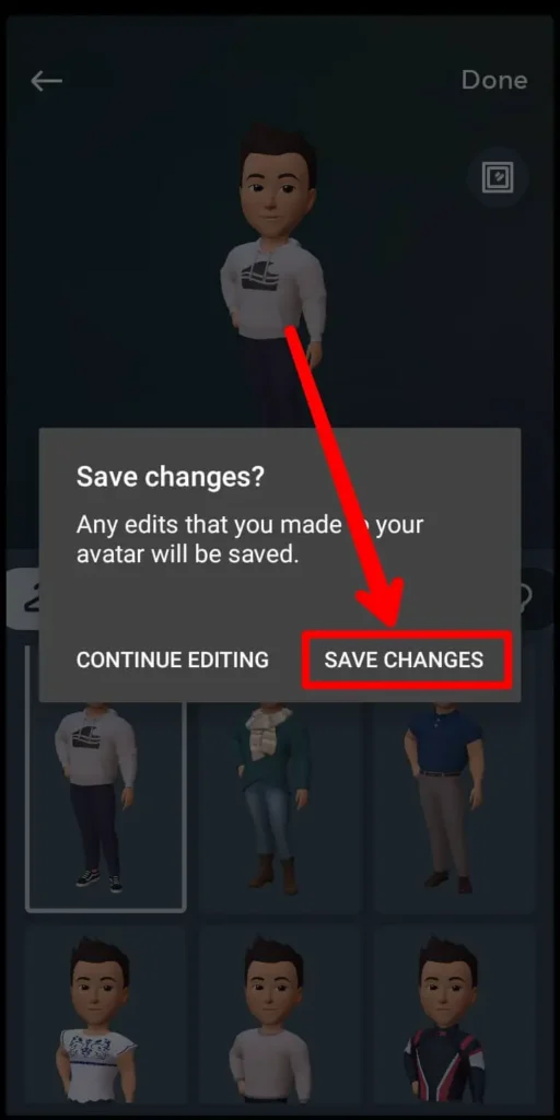 Tap on save changes