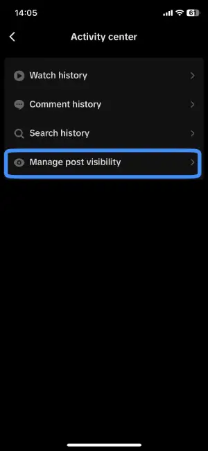 Step 5: Enter “Manage Post Visibility”