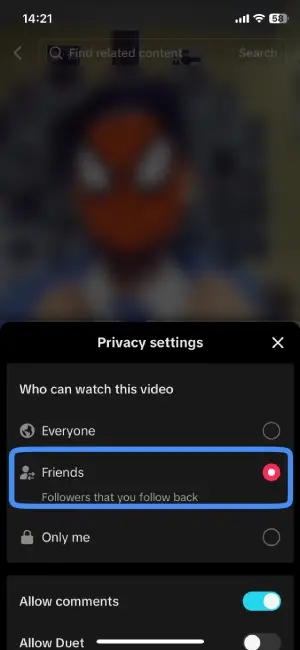 Step 5: Change The Videos Privacy Settings To Friends Only