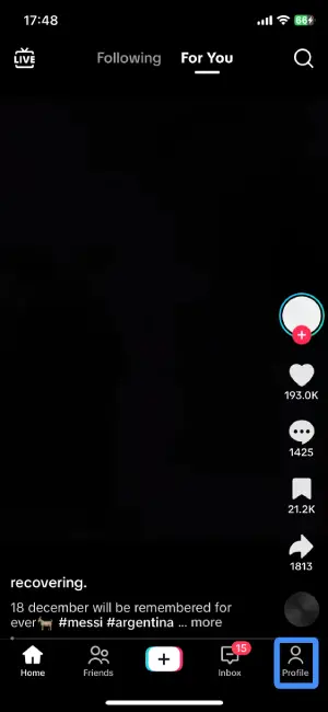Step 1: Go To Your TikTok Profile