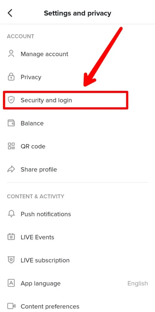 Go to security and log in