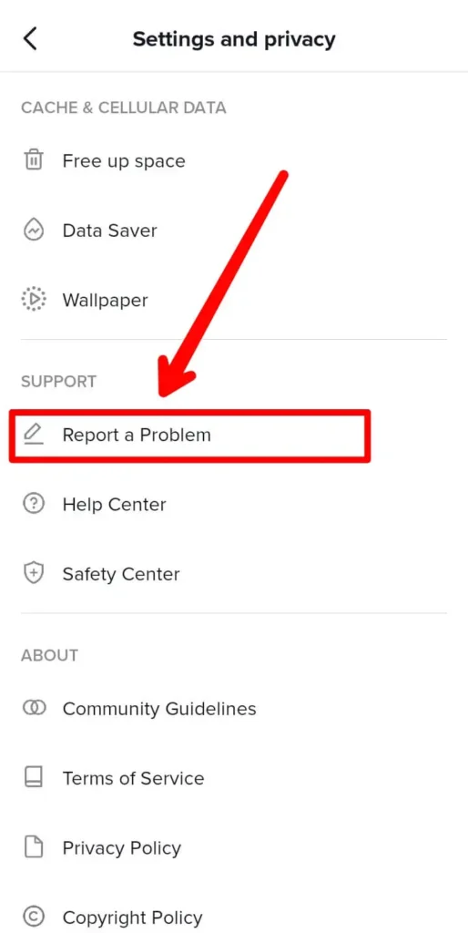 Go to report a problem