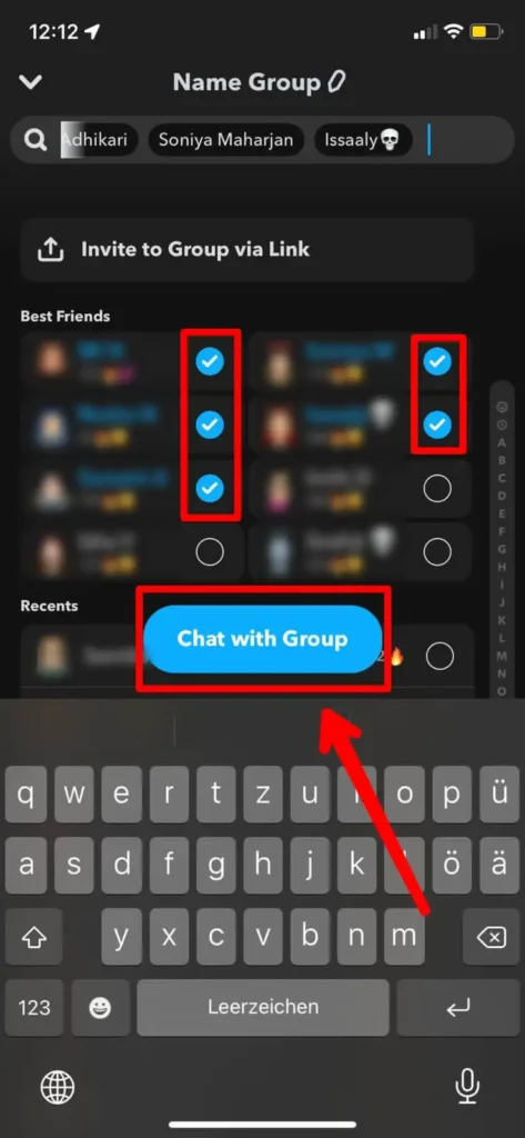 Click on chat with group