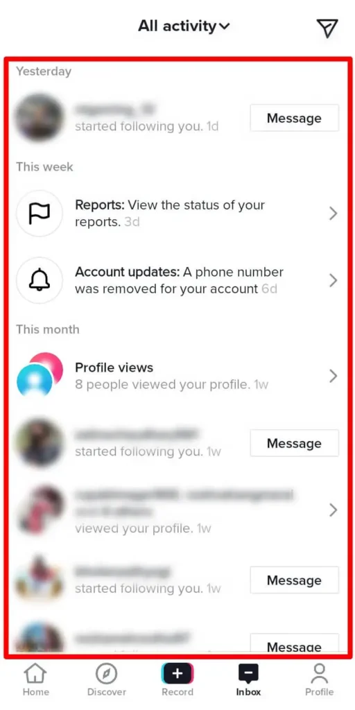 Step 3 Check The Notification | Tell If Someone Follows You Back On TikTok