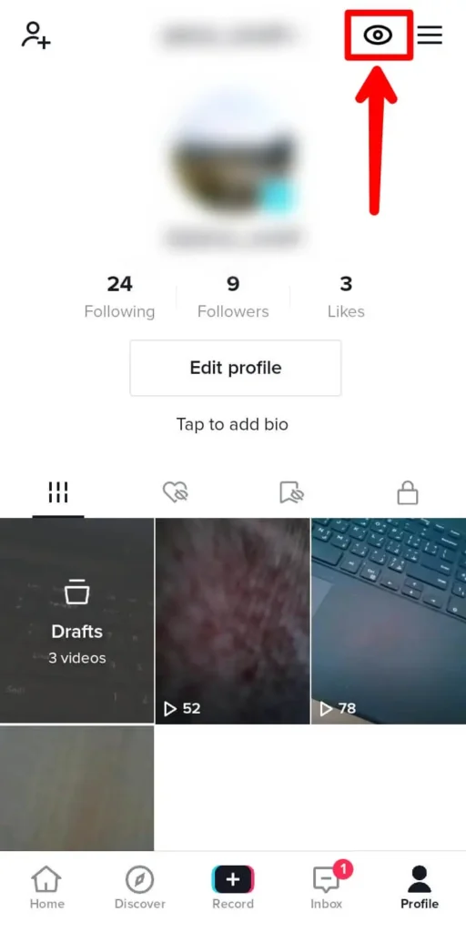 Step 3 Click On The Single Eye Icon | Check Who Viewed Your TikTok Account