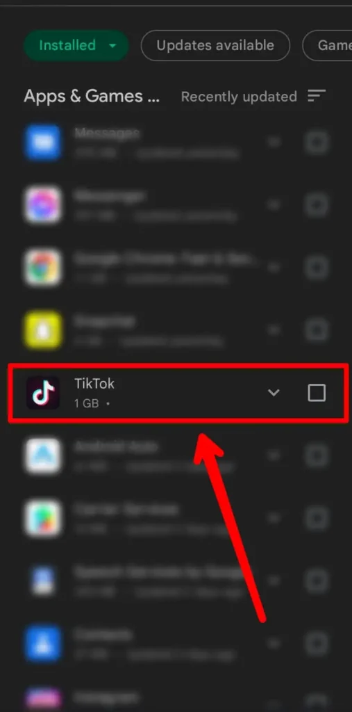 Step 3 Look For TikTok In Update Section