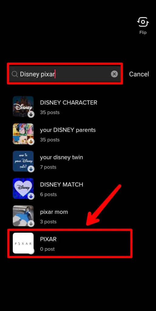 Step 4 Search Disney Pixar | Get What Disney Character Are You Filter On TikTok