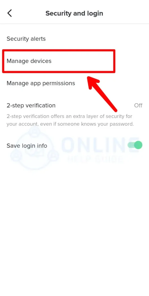 Step 5 Click On Manage Devices | Know If Your Tiktok Is Hacked